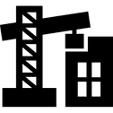 Icon Kran an einem Gebäude