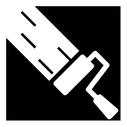Icon Wand wird mit Malerrolle angemalt