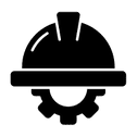 Icon Bauhelm auf einem Zahnrad